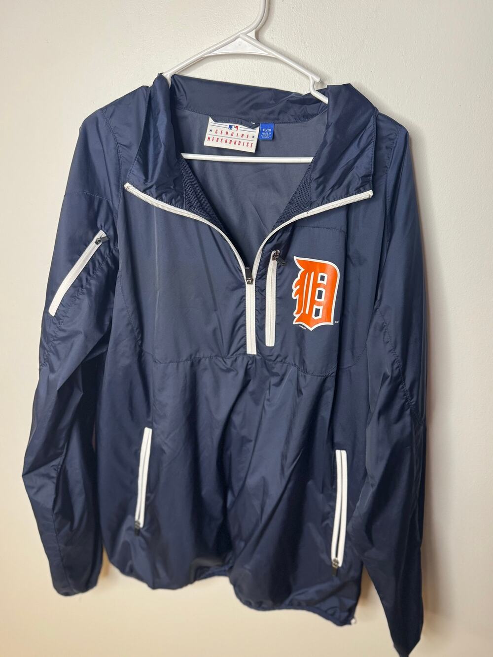 Genuine Merchandise Detroit Tigers MLB Half Zip Windbreaker Jacket Sz: XL